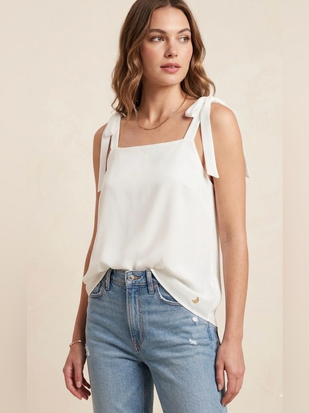 Banana Republic Tie Strap Camisole in Ivory